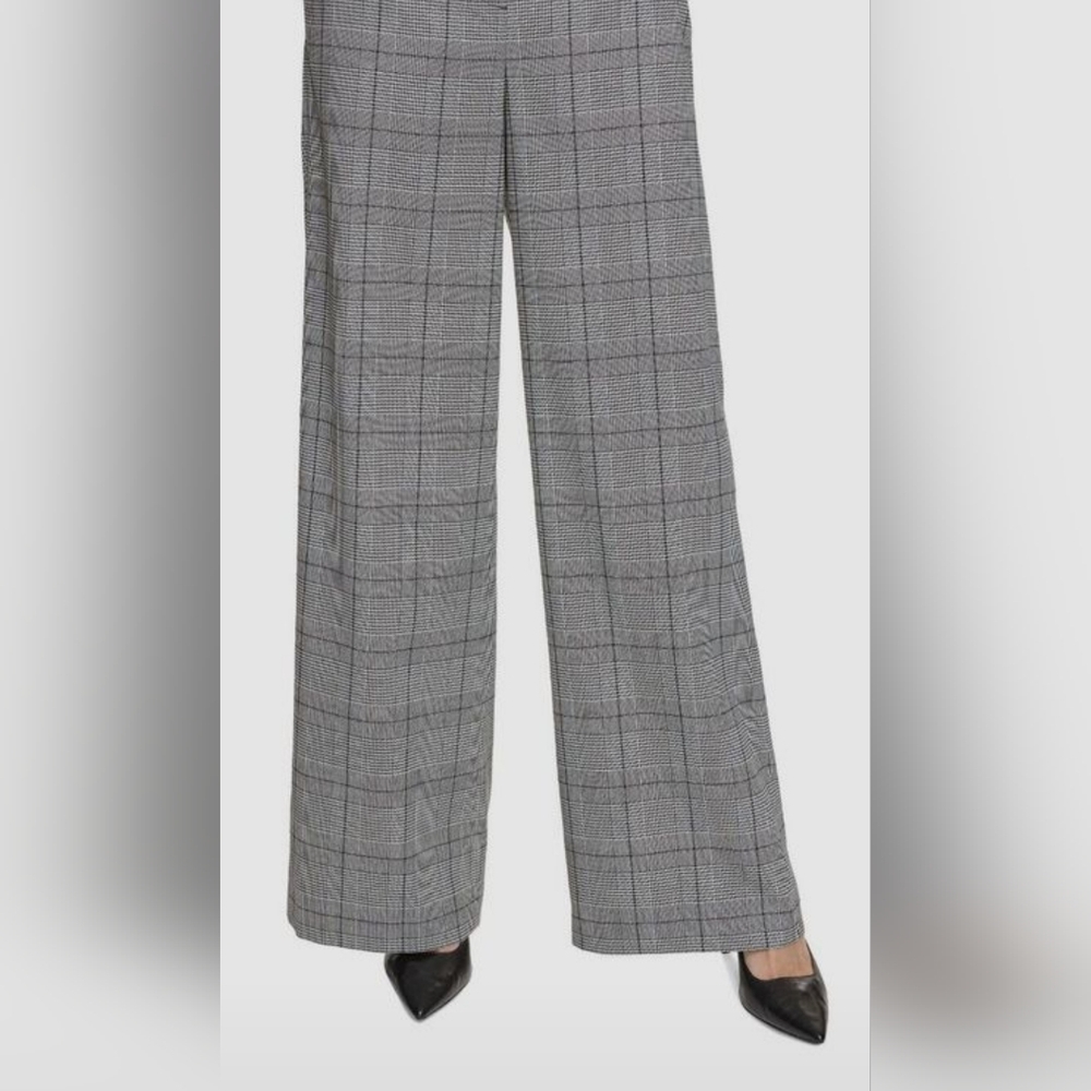 Dress Pants  Women Hot Kiss  Gray Plaid Belt Side Zipper Size 3  Wide Leg
